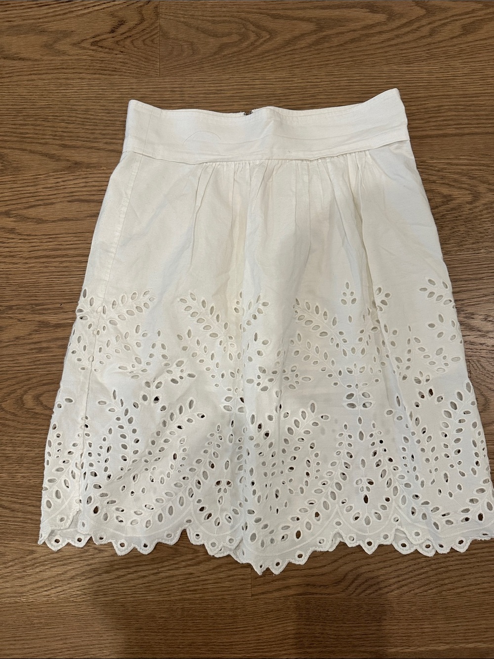 Isabel Marant White Eyelet A-Line Skirt with Scalloped Hem